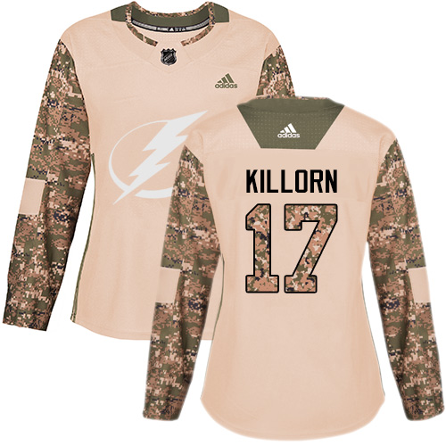 Adidas Lightning #17 Alex Killorn Camo Authentic Veterans Day Women's Stitched NHL Jersey